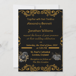 Elegante Invitación a la Boda de Oro