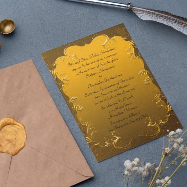 Elegante Invitación a la Boda de Oro (Subido por el creador)
