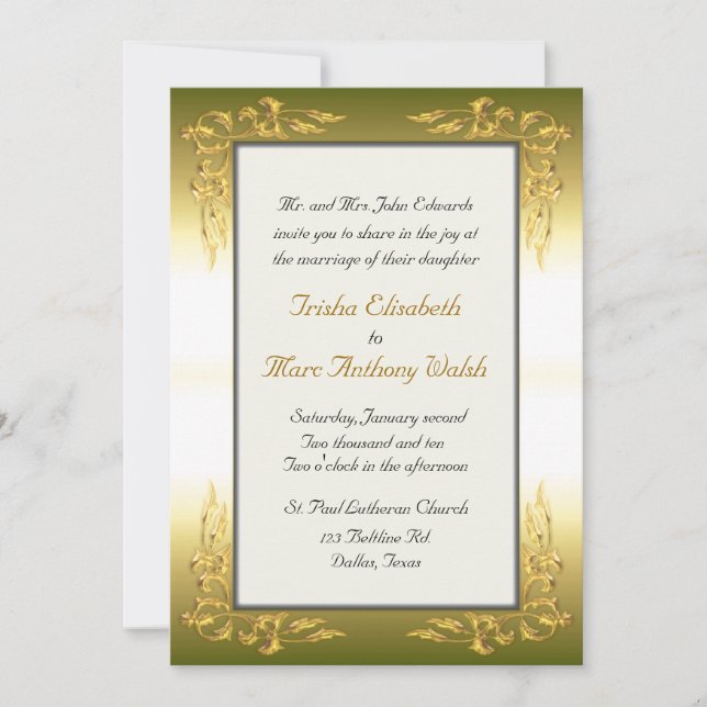 Elegante invitación a la Boda de Oro (Anverso)