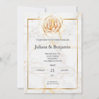Elegante invitación a la Boda de Oro con acento fl