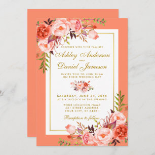 Elegante invitación a la Boda de Oro con Flores de
