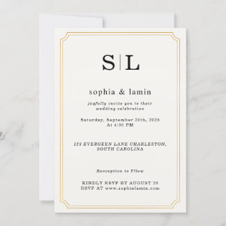 Elegante invitación a la Boda de Oro con Monograma