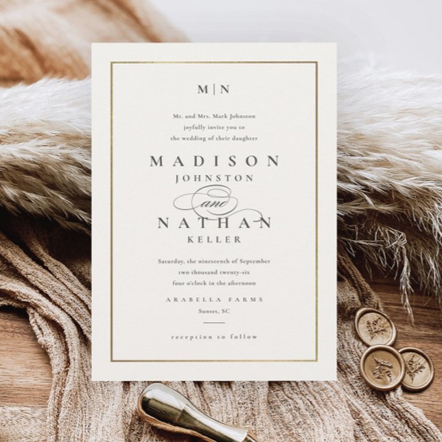 Elegante invitación a la Boda de Oro en Monograma (Subido por el creador)