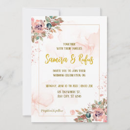 Elegante Invitación a la Boda de Oro Floral