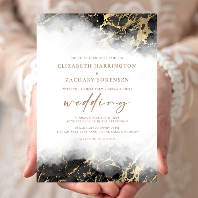 Elegante invitación a la Boda de Oro Negra de Márm (Subido por el creador)