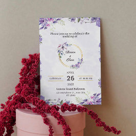 Elegante invitación a la Boda de Oro Púrpura