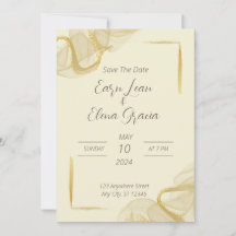 Elegante invitación a la boda de oro y beige