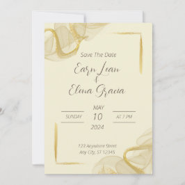 Elegante invitación a la boda de oro y beige