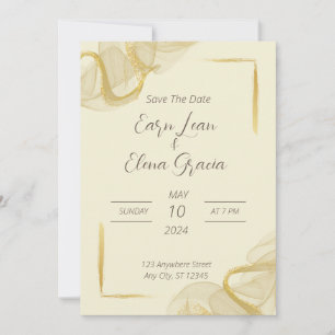 Elegante invitación a la boda de oro y beige