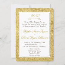 Elegante Invitación a la Boda de Oro y Frontera Bl