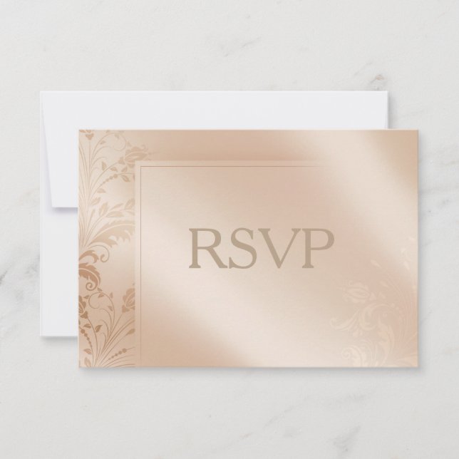 Elegante invitación a la boda de oro y marfil RSVP (Anverso)