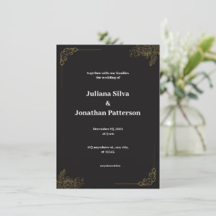 Elegante invitación a la boda de oro y negro