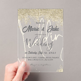 Elegante invitación a la boda de oro y negro