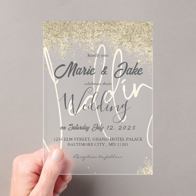 Elegante invitación a la boda de oro y negro (Insitu (portátil))