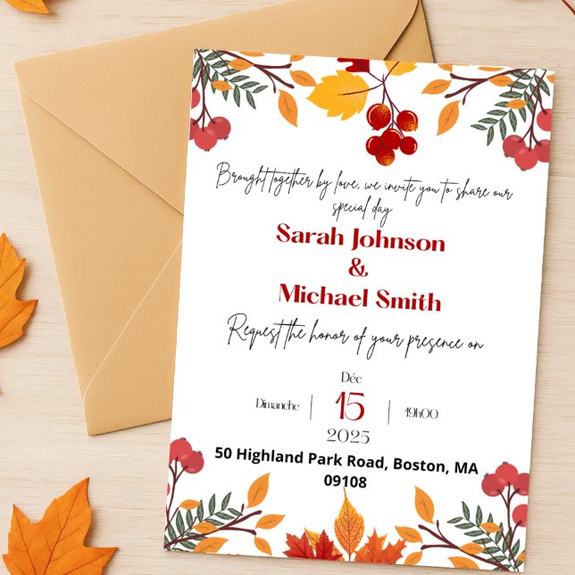 Elegante invitación a la boda de otoño (Subido por el creador)