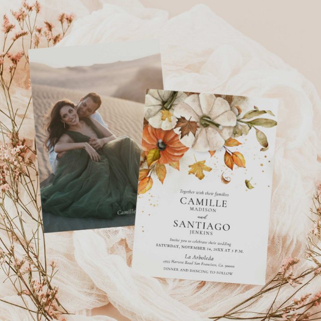 Elegante invitación a la boda de otoño (Elegant Fall Photo Wedding Invitation)