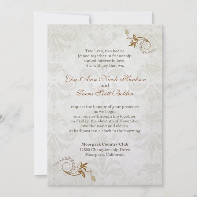Elegante invitación a la boda de otoño 2b (Anverso)