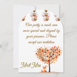 Elegante invitación a la boda de otoño con árbol d