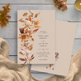 Elegante invitación a la boda de otoño rústica