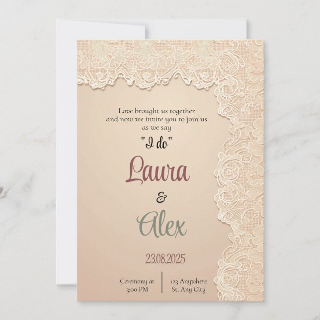 Elegante Invitación a la Boda de Pastel Suave (Anverso)