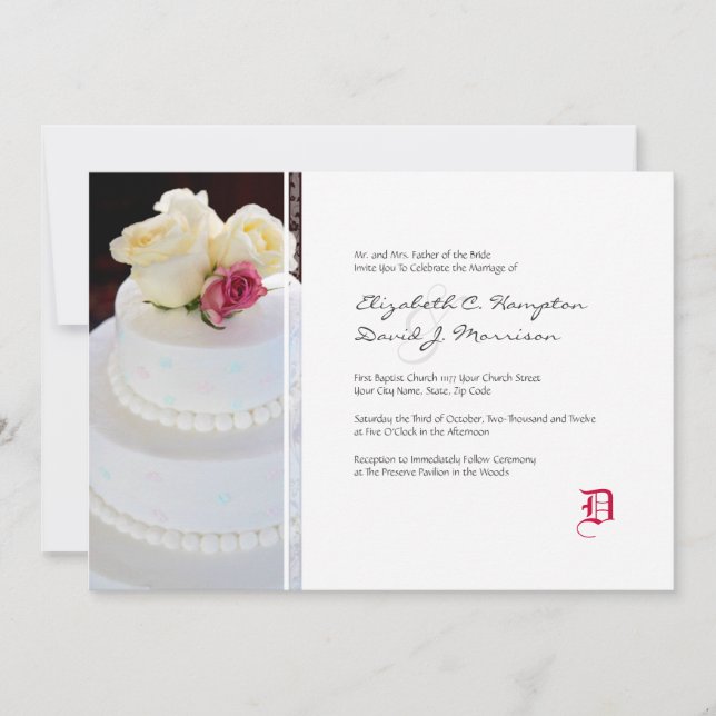 Elegante invitación a la boda de pasteles de bodas (Anverso)