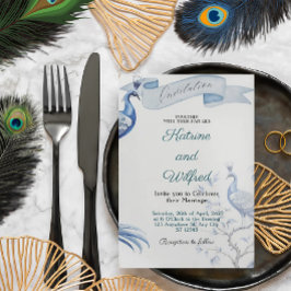 Elegante invitación a la boda de pavo real