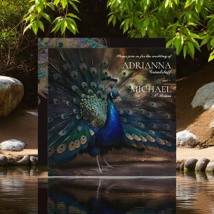 Elegante invitación a la boda de pavo real