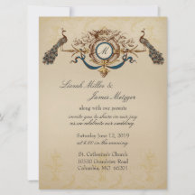 Elegante invitación a la boda de pavo real