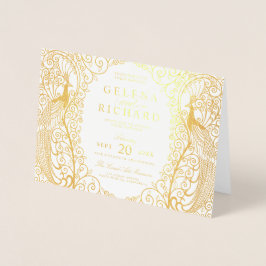 Elegante Invitación a la boda de pavos reales en e