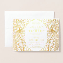 Elegante Invitación a la boda de pavos reales en e