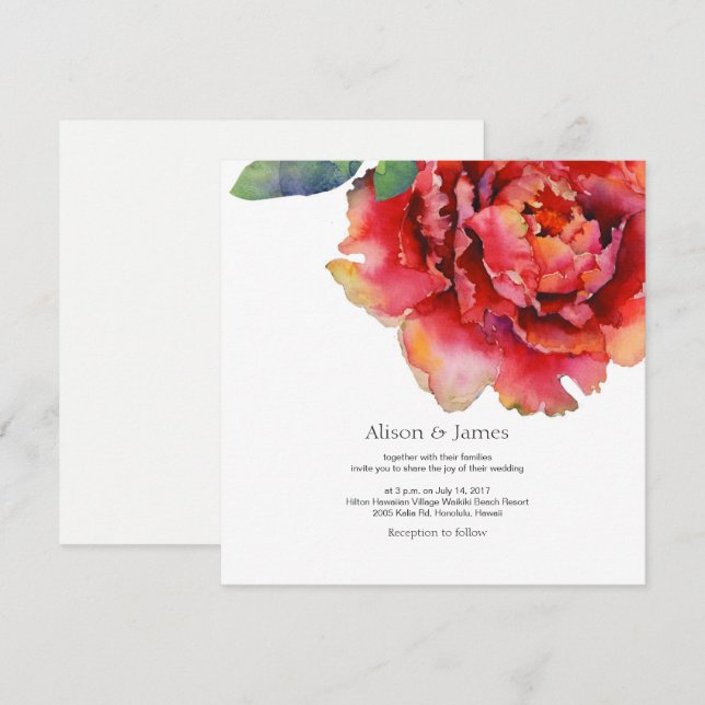 Elegante invitación a la boda de peones (Anverso / Reverso)