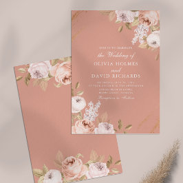 Elegante invitación a la boda de peones rosados