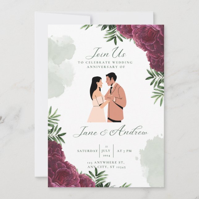 Elegante invitación a la boda de Personalizable (Anverso)
