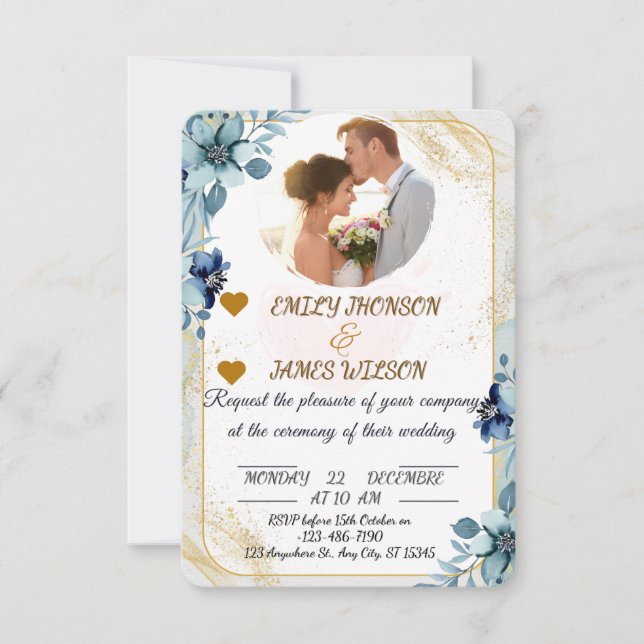 Elegante invitación a la boda de Personalizable, (Anverso)