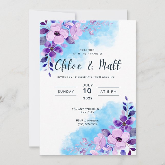 Elegante invitación a la boda de Personalizable fl (Anverso)