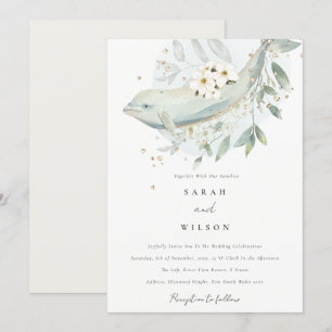 Elegante Invitación a la Boda de Pescado Subacuáti
