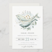 Elegante Invitación a la Boda de Pescado Subacuáti