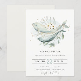 Elegante Invitación a la Boda de Pescado Subacuáti