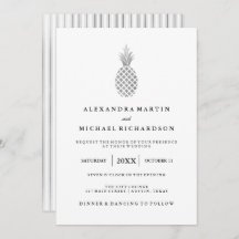 Elegante invitación a la boda de piña plateada