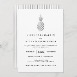 Elegante invitación a la boda de piña plateada