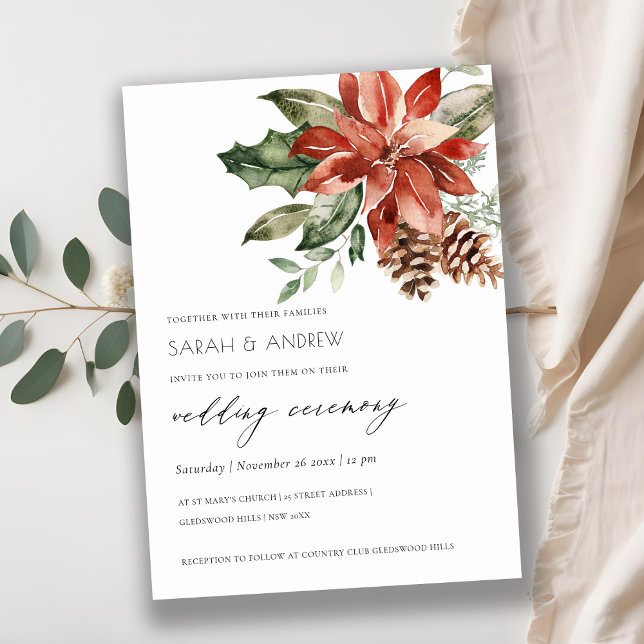 Elegante Invitación a la Boda de Pino de Poinsetti (Subido por el creador)