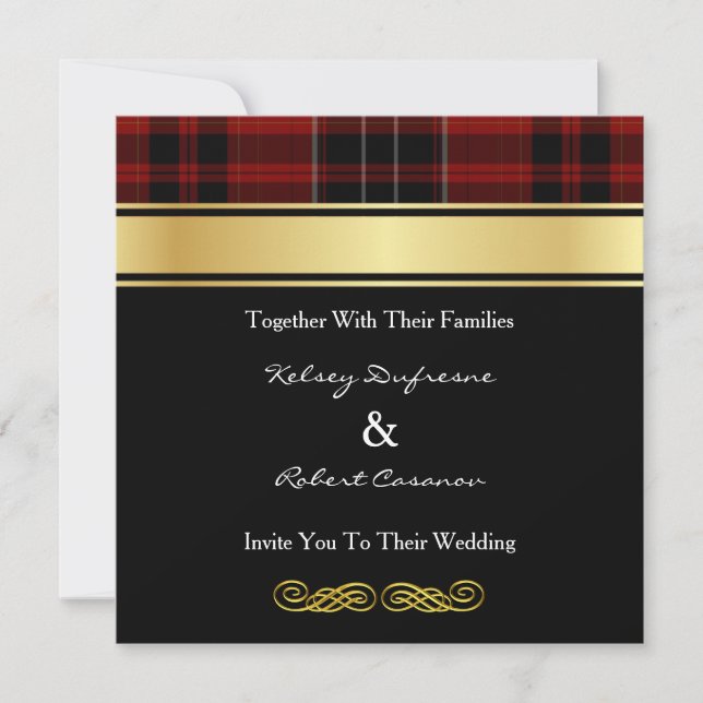 Elegante Invitación a la Boda de Placa (Anverso)