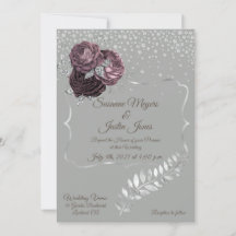 Elegante invitación a la boda de plata y malva