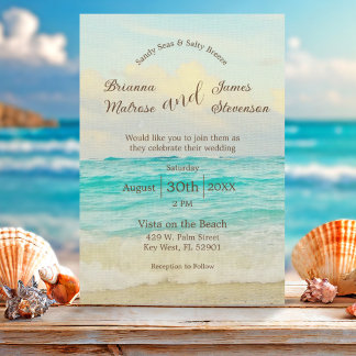 Elegante Invitación a la Boda de Playa
