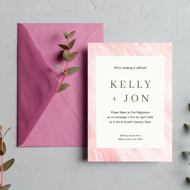Elegante invitación a la boda de plumas blancas y  (Subido por el creador)