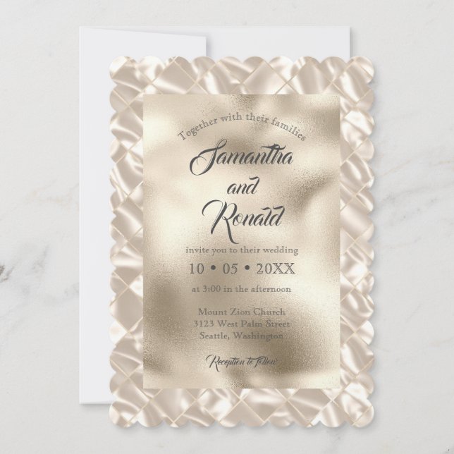 Elegante invitación a la boda de Relieve metalizad (Anverso)