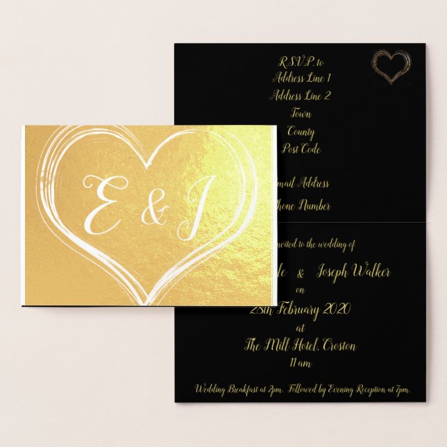 Elegante invitación a la boda de Relieve metalizad (Demostración)