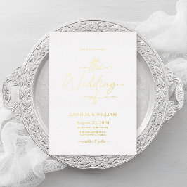 Elegante invitación a la boda de Relieve metalizad
