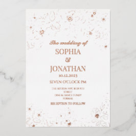 Elegante invitación a la boda de Relieve metalizad
