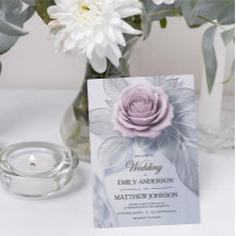 Elegante invitación a la boda de Rosa de Lavanda